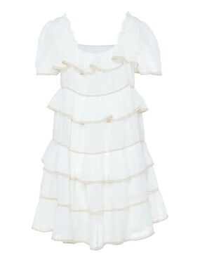 Devotion Twins Aimiliana Tiered Ruffle Mini Dress White Size Small
